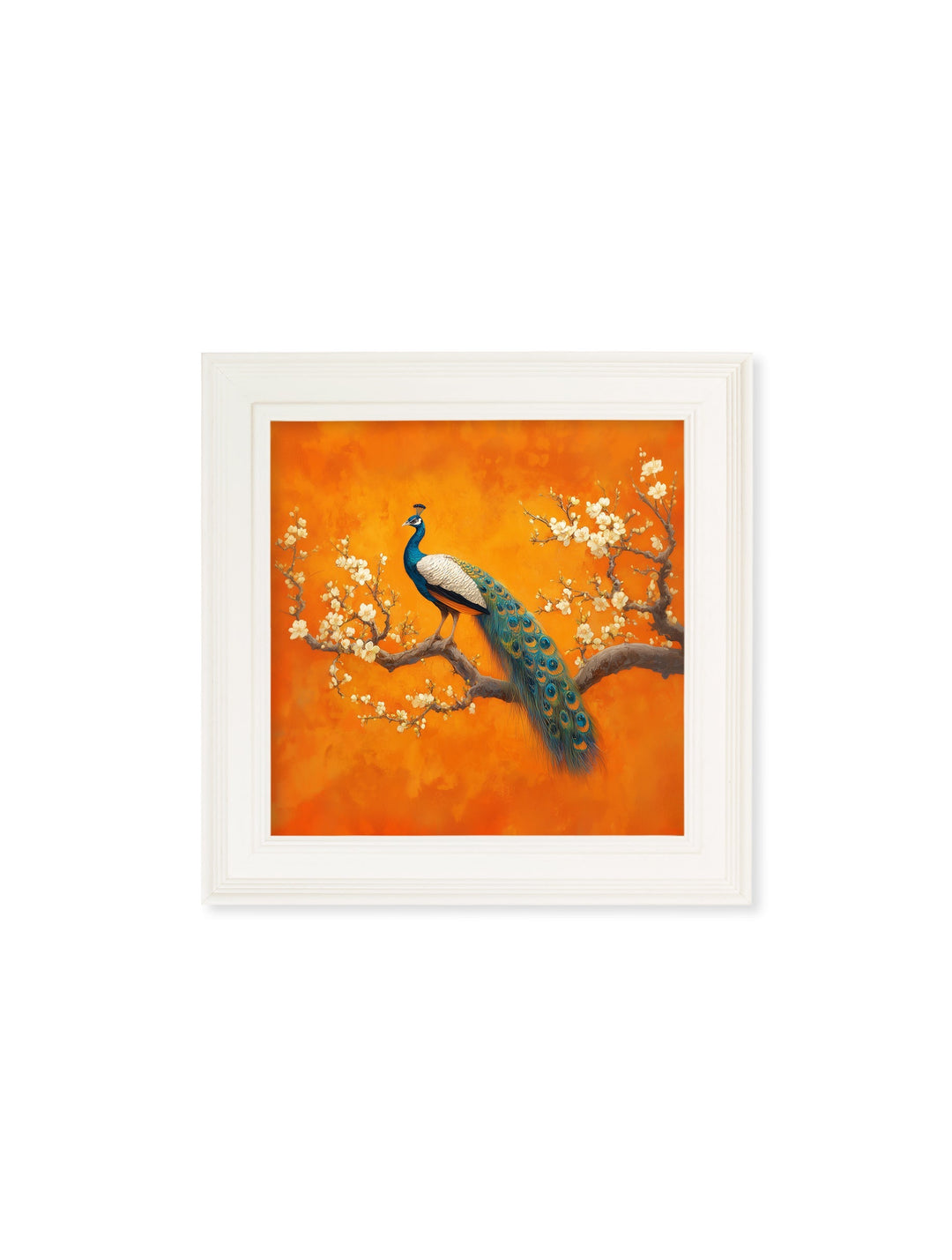 Peacocks In Saffron Garden - Cream Hurstwood Square Frame - TheArtistsQuarter