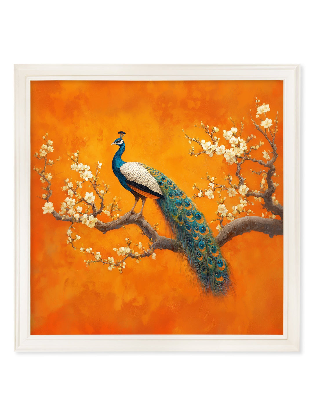 Peacocks In Saffron Garden - Cream Hurstwood Square Frame - TheArtistsQuarter