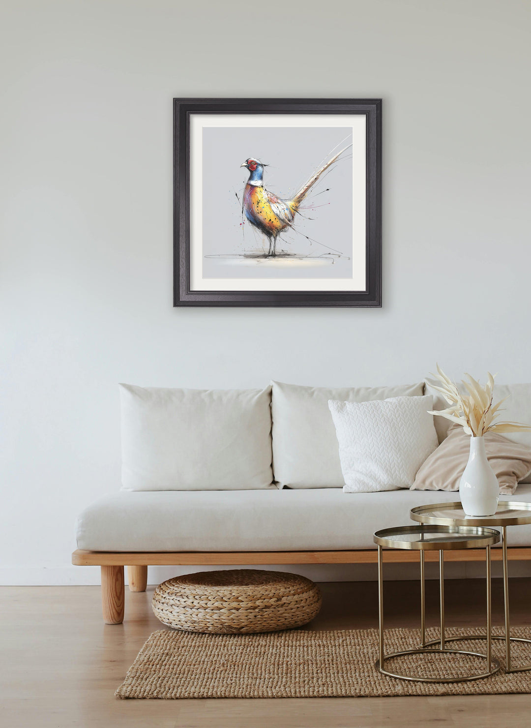 Plump Pheasant Cosy Sketch - Black Hurstwood Square Frame - TheArtistsQuarter