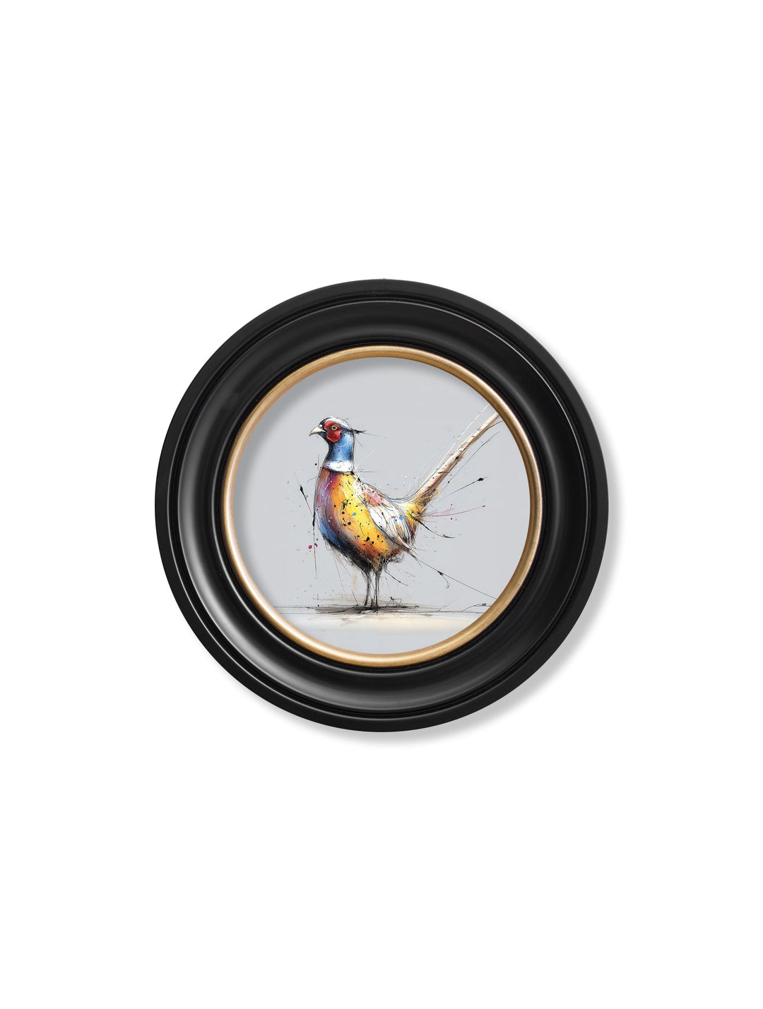 Plump Pheasant Cosy Sketch - Oxford Round Frame - TheArtistsQuarter