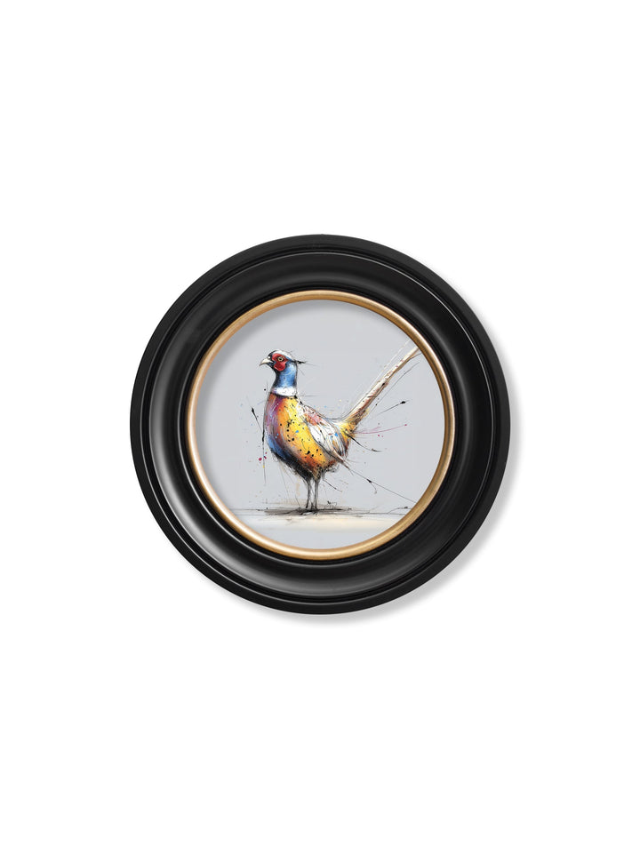Plump Pheasant Cosy Sketch - Oxford Round Frame - TheArtistsQuarter