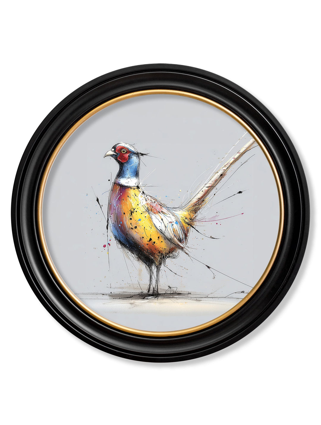 Plump Pheasant Cosy Sketch - Oxford Round Frame - TheArtistsQuarter