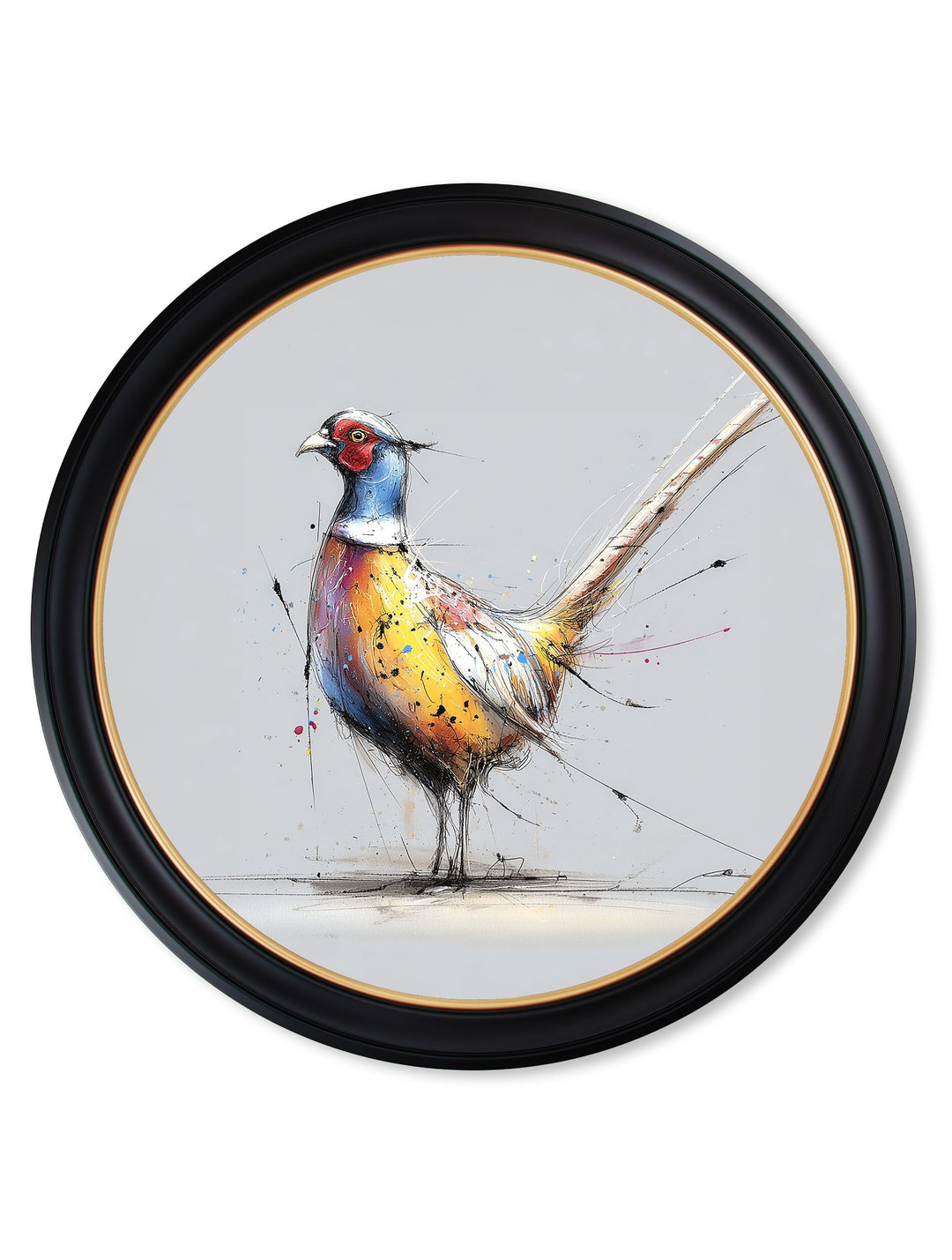 Plump Pheasant Cosy Sketch - Oxford Round Frame - TheArtistsQuarter