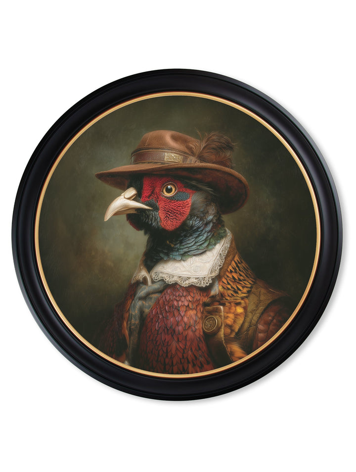 Baron Von Beak - Huntsman Pheasant Oxford Round Frame - TheArtistsQuarter