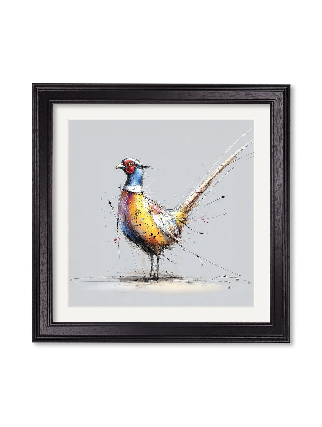 Plump Pheasant Cosy Sketch - Black Hurstwood Square Frame - TheArtistsQuarter