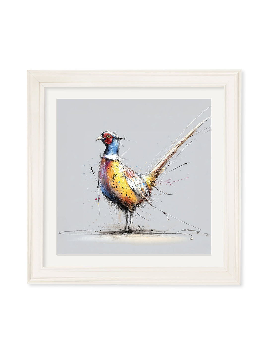 Plump Pheasant Cosy Sketch - Cream Hurstwood Square Frame - TheArtistsQuarter