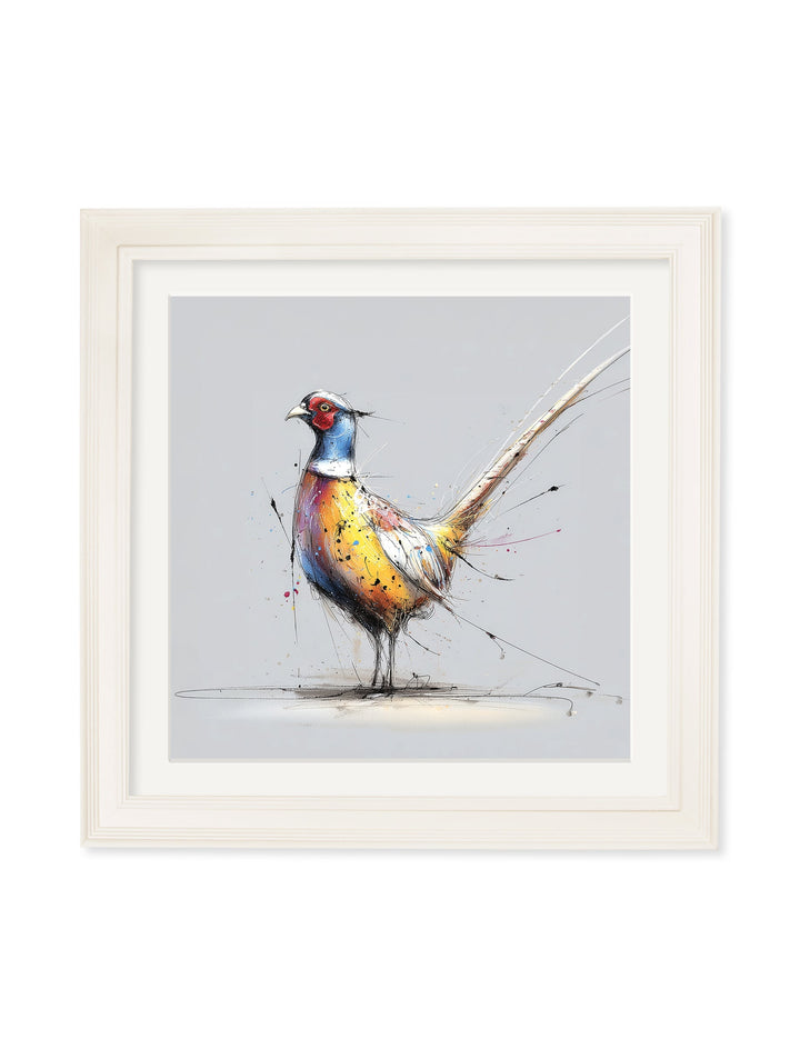 Plump Pheasant Cosy Sketch - Cream Hurstwood Square Frame - TheArtistsQuarter