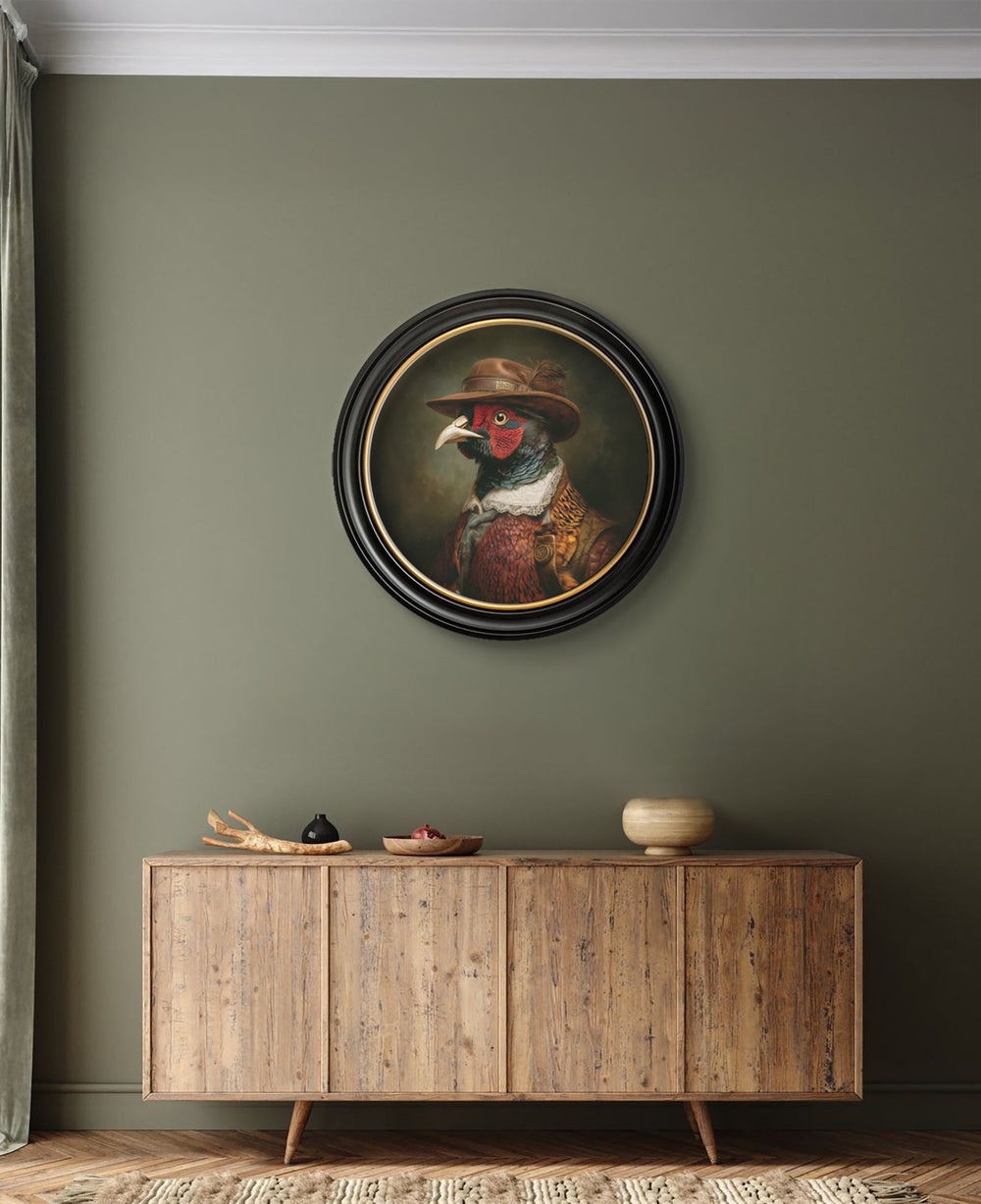 Baron Von Beak - Huntsman Pheasant Oxford Round Frame - TheArtistsQuarter