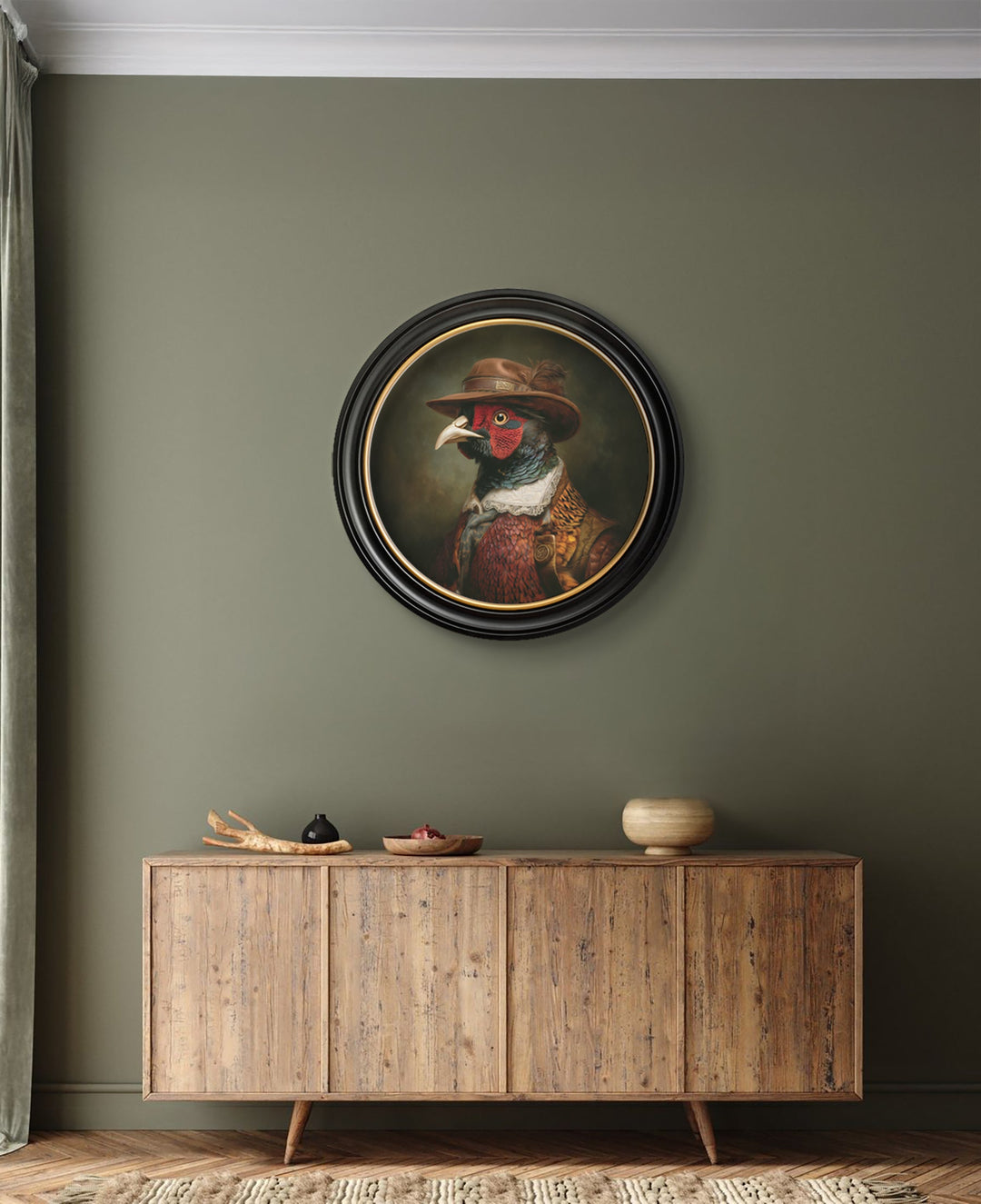Baron Von Beak - Huntsman Pheasant Oxford Round Frame - TheArtistsQuarter