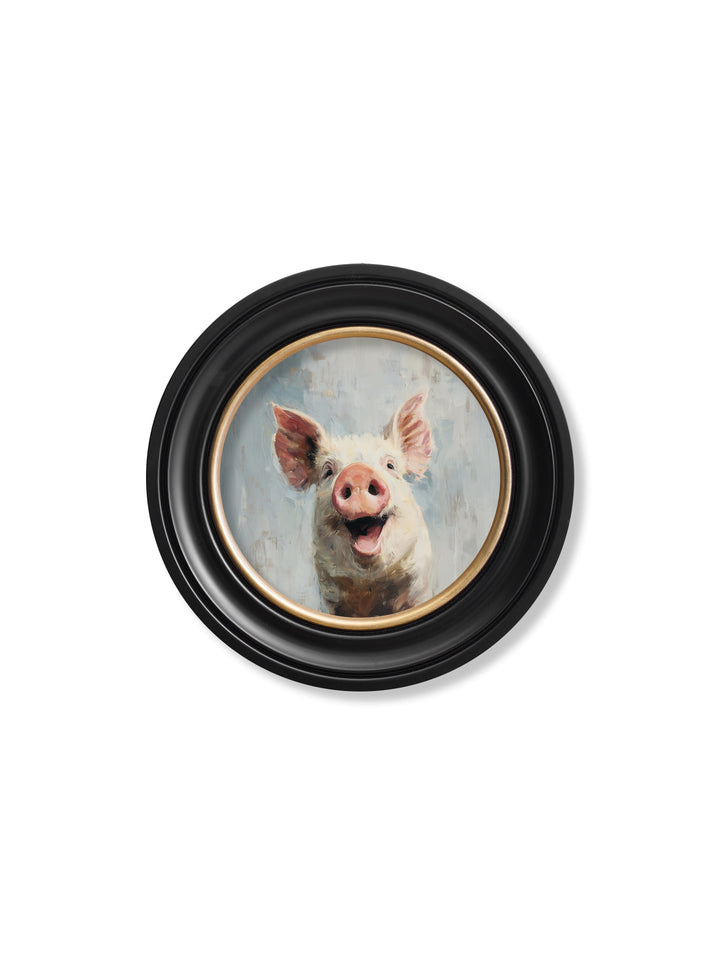 The Giggly Pig - Oxford Round Frame - TheArtistsQuarter