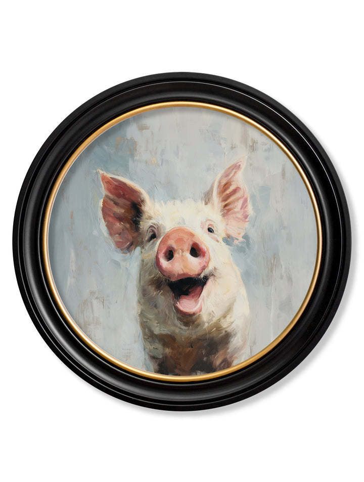 The Giggly Pig - Oxford Round Frame - TheArtistsQuarter