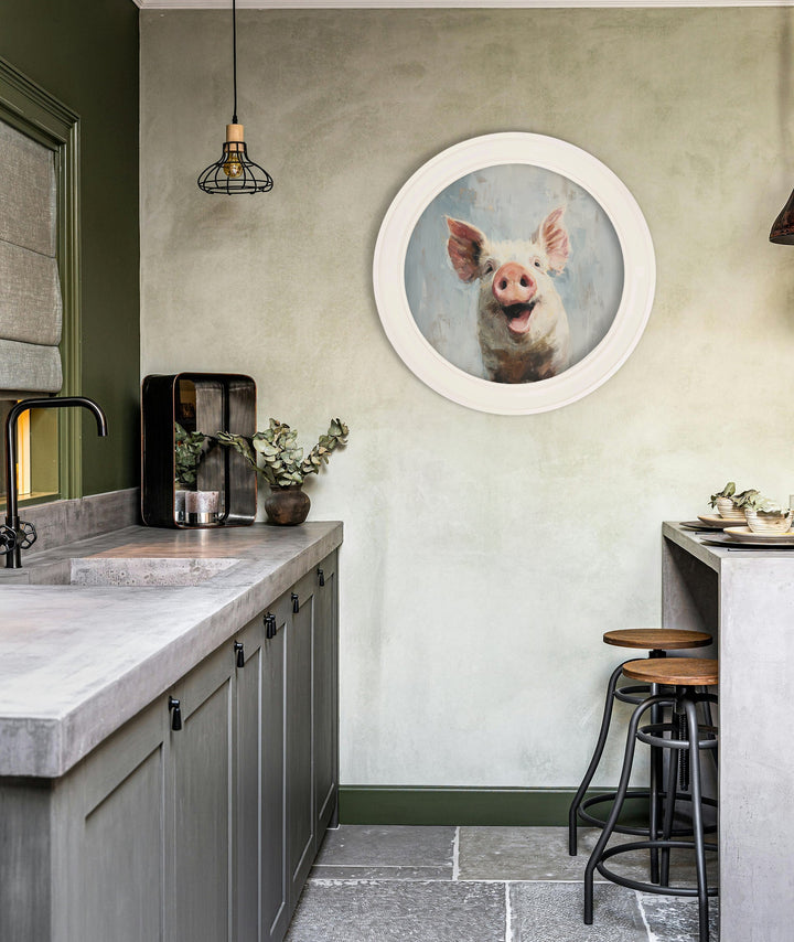 The Giggly Pig - Oxford Strong White Round Frame - TheArtistsQuarter