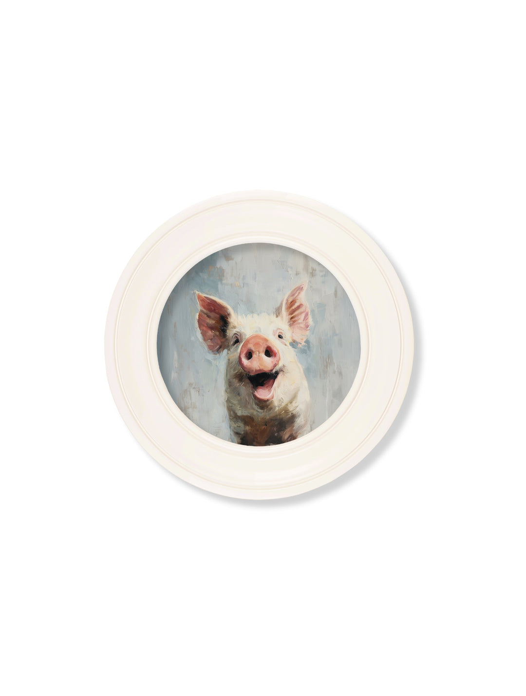 The Giggly Pig - Oxford Strong White Round Frame - TheArtistsQuarter
