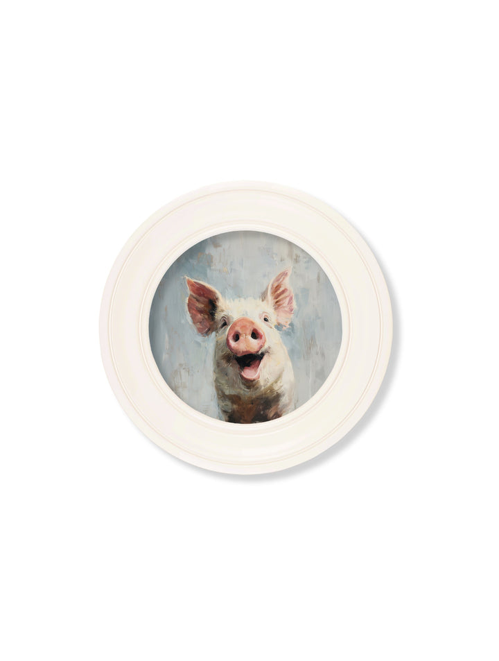 The Giggly Pig - Oxford Strong White Round Frame - TheArtistsQuarter