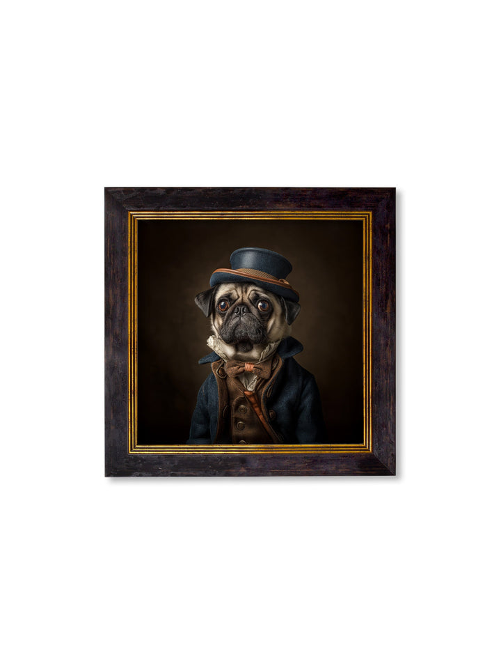 Sir Puggington - Gentleman Pug Oxford Square Frame - TheArtistsQuarter