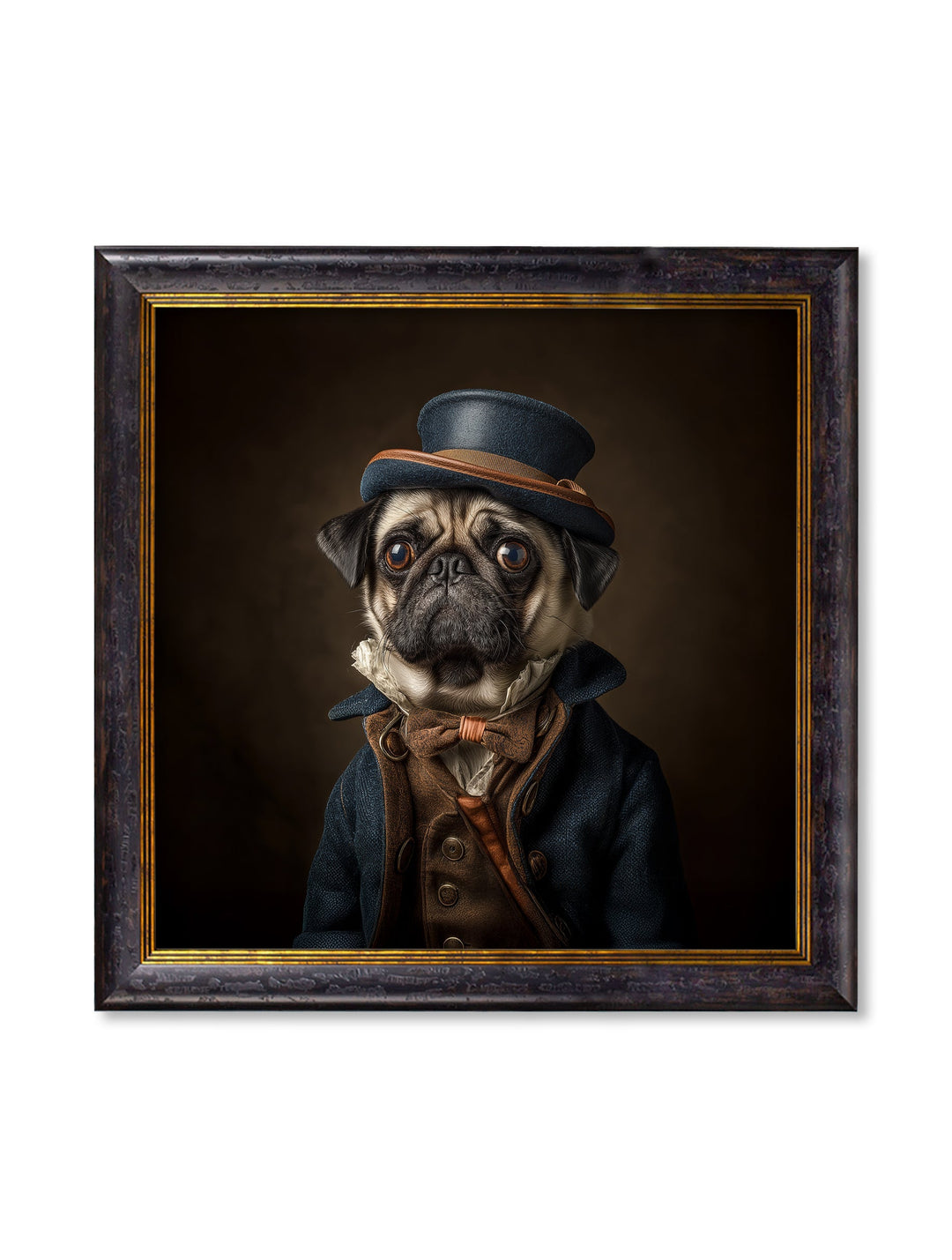 Sir Puggington - Gentleman Pug Oxford Square Frame - TheArtistsQuarter
