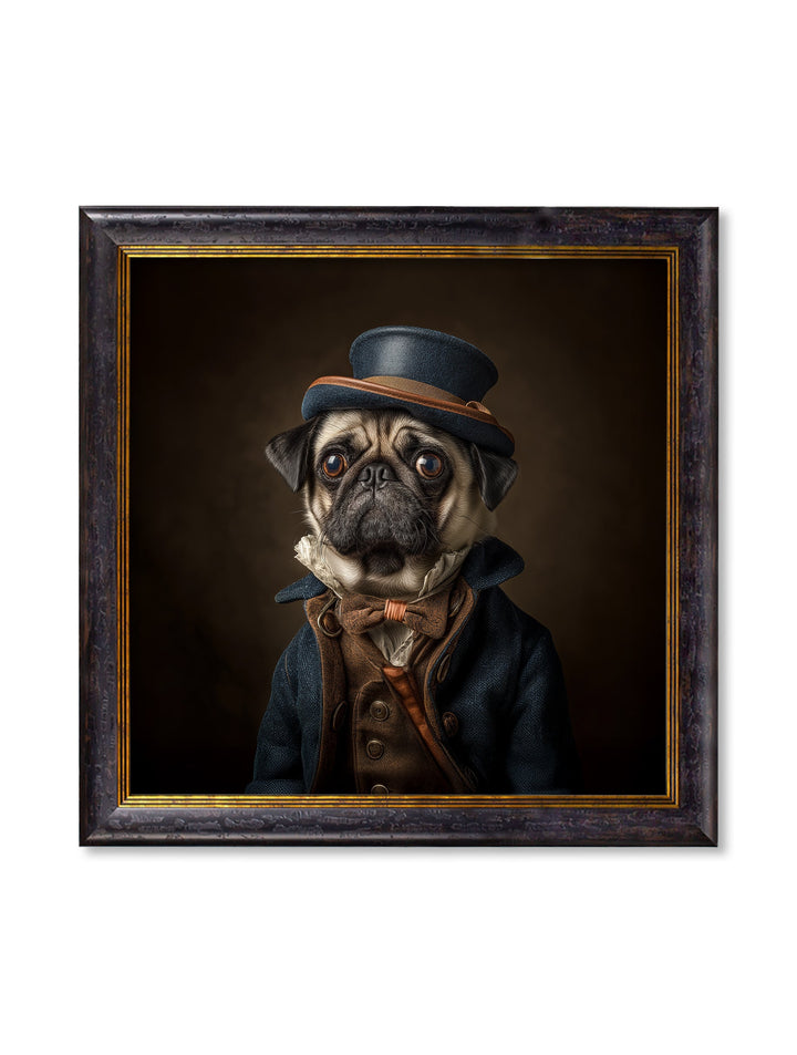 Sir Puggington - Gentleman Pug Oxford Square Frame - TheArtistsQuarter