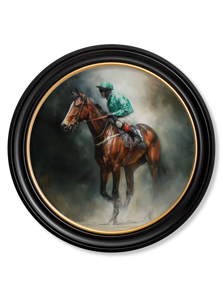 The Irish Racehorses - Oxford Round Frame - TheArtistsQuarter