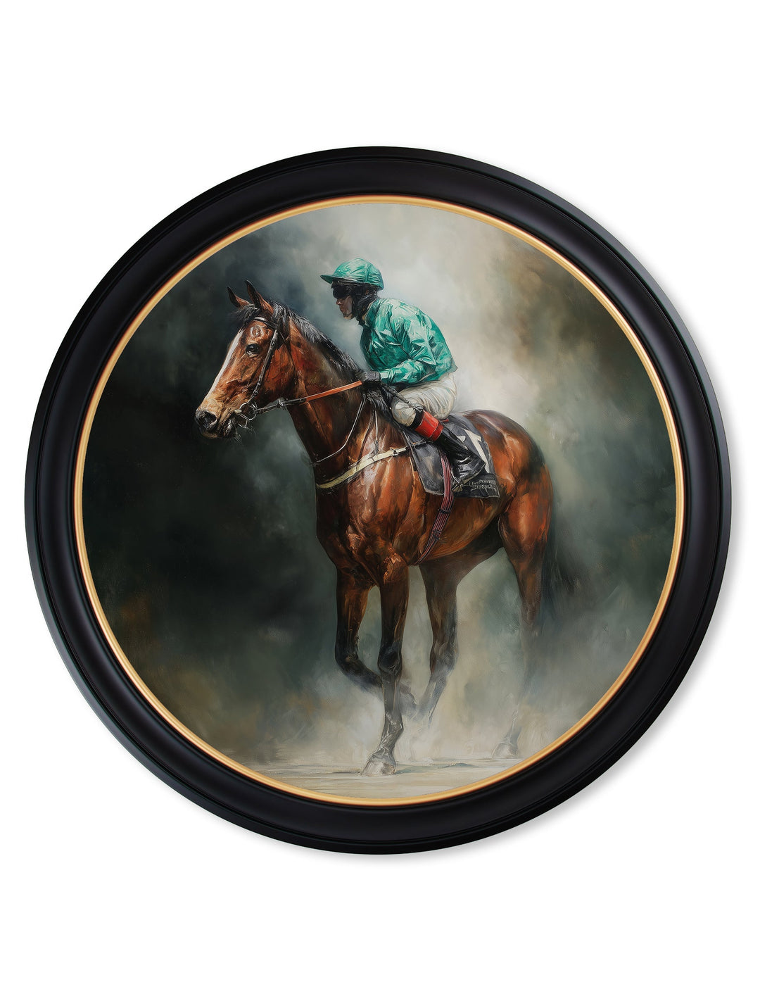 The Irish Racehorses - Oxford Round Frame - TheArtistsQuarter