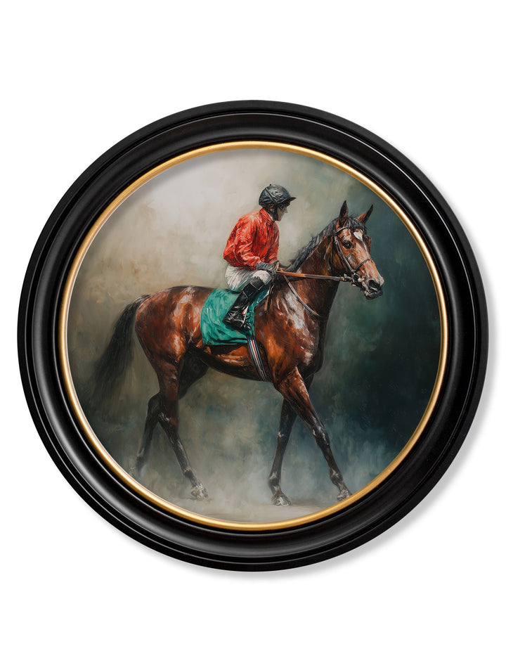 The Irish Racehorses - Oxford Round Frame - TheArtistsQuarter