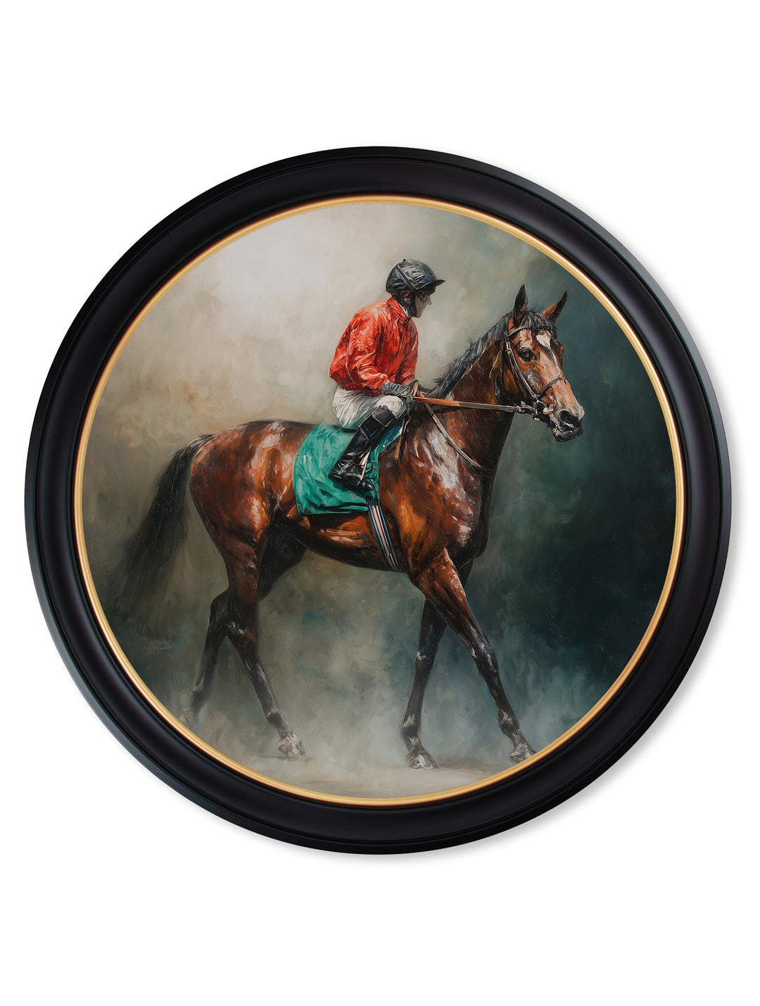 The Irish Racehorses - Oxford Round Frame - TheArtistsQuarter