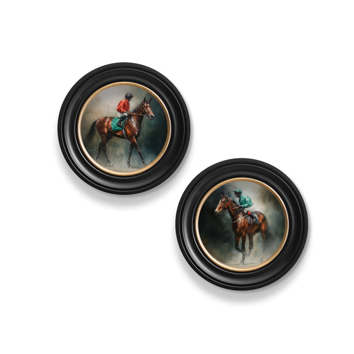 The Irish Racehorses - Oxford Round Frame - TheArtistsQuarter