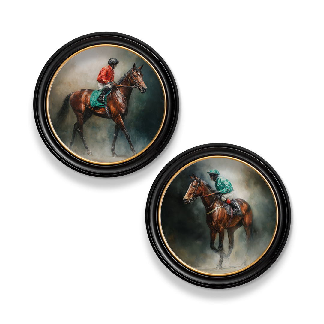 The Irish Racehorses - Oxford Round Frame - TheArtistsQuarter