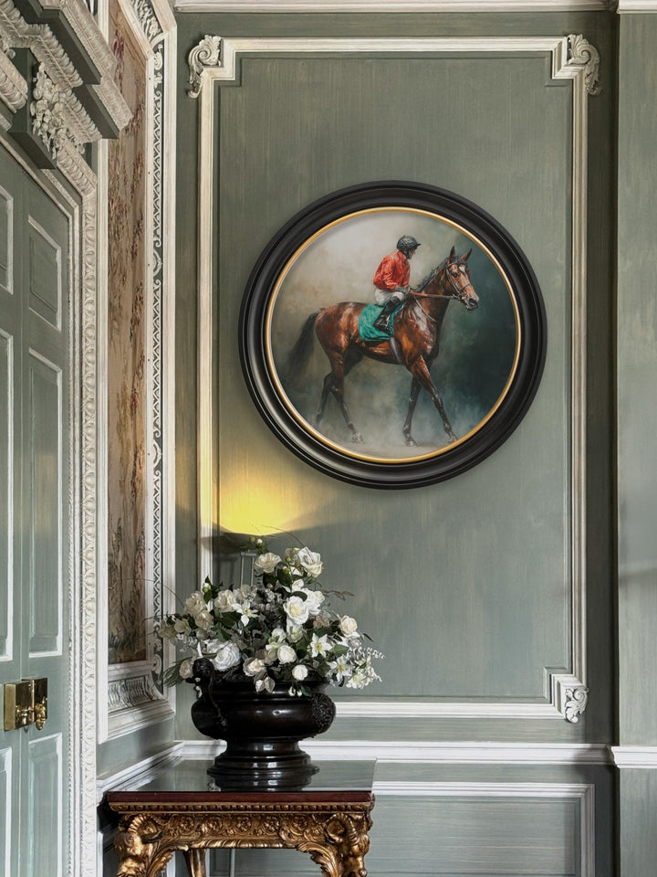 The Irish Racehorses - Oxford Round Frame - TheArtistsQuarter