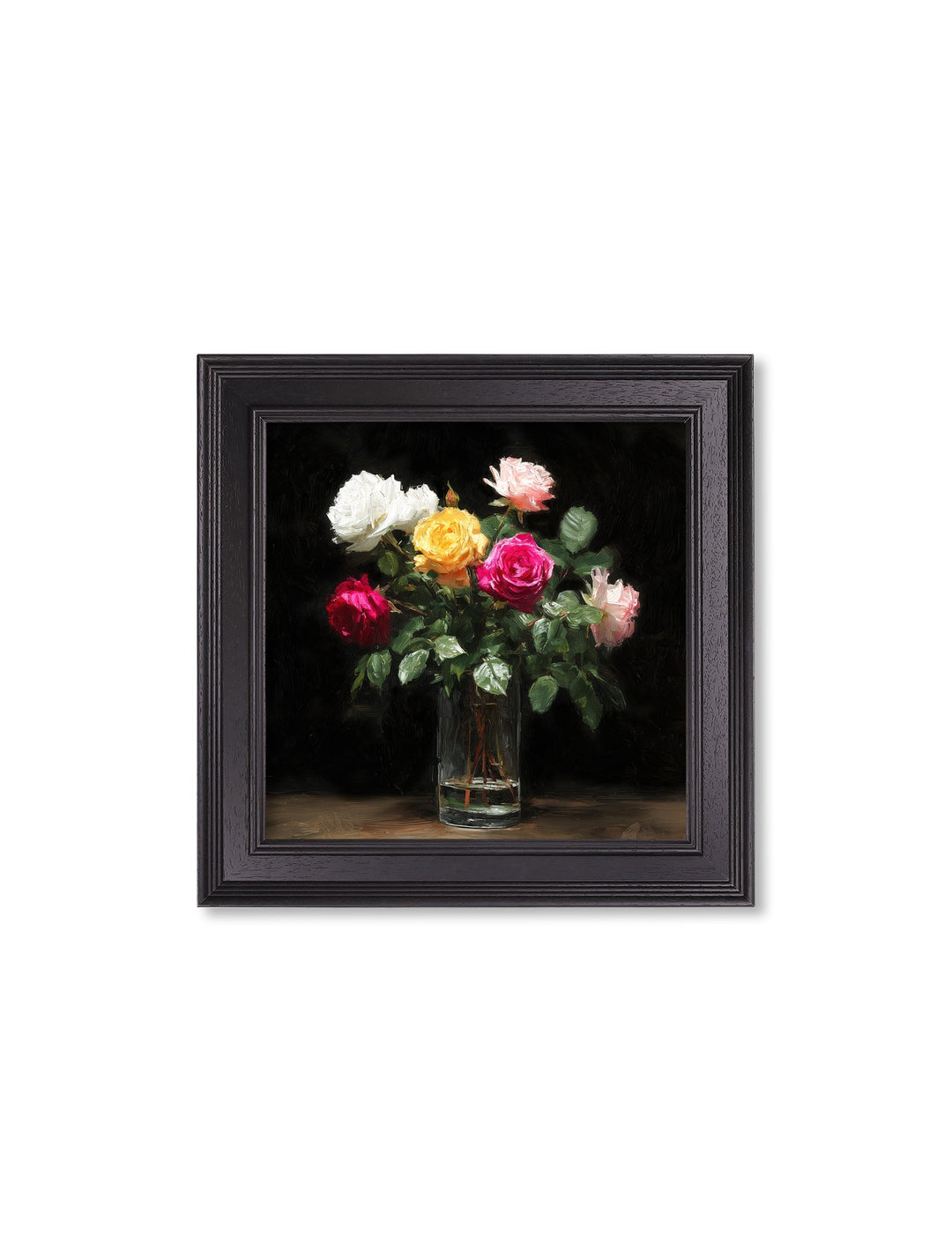 Roses After Dark - Black Hurstwood Square Frame - TheArtistsQuarter