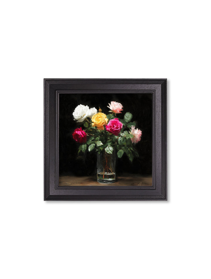 Roses After Dark - Black Hurstwood Square Frame - TheArtistsQuarter
