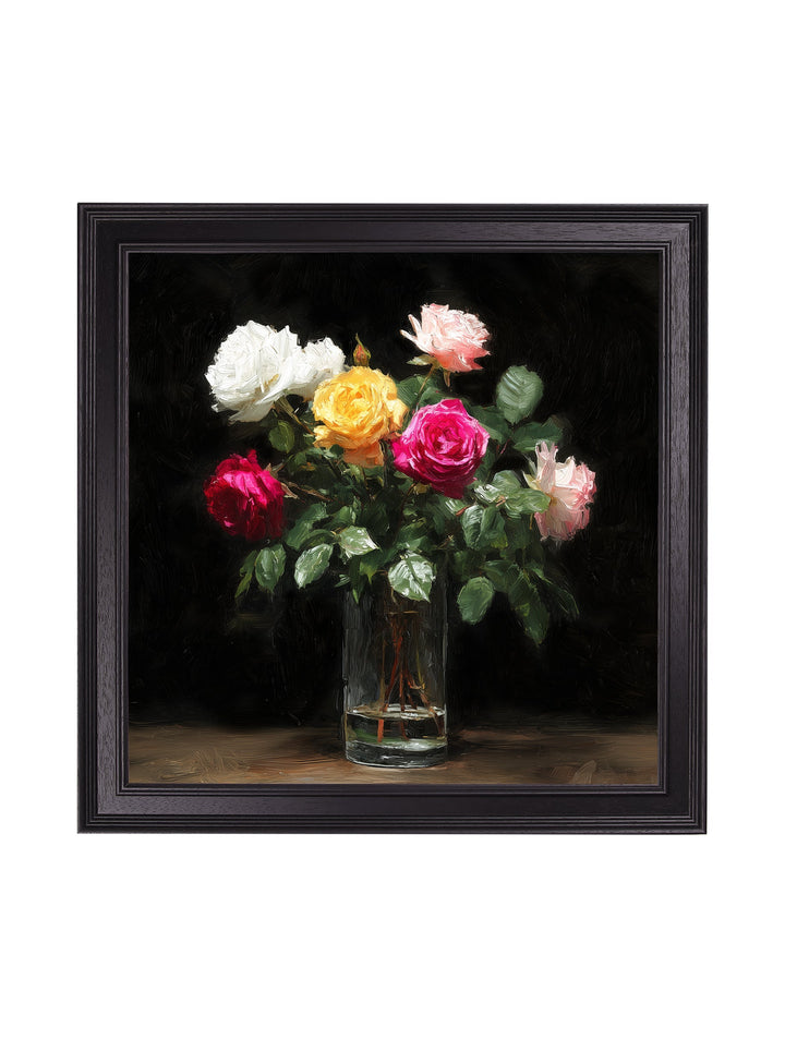 Roses After Dark - Black Hurstwood Square Frame - TheArtistsQuarter