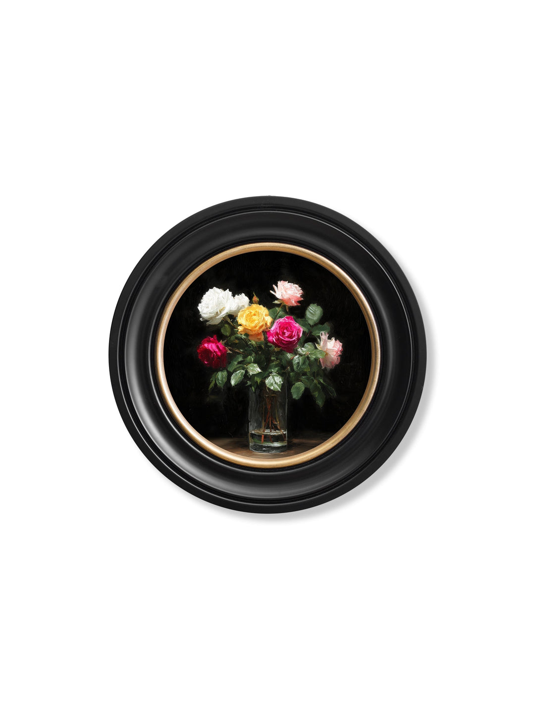 Roses After Dark - Oxford Round Frame - TheArtistsQuarter