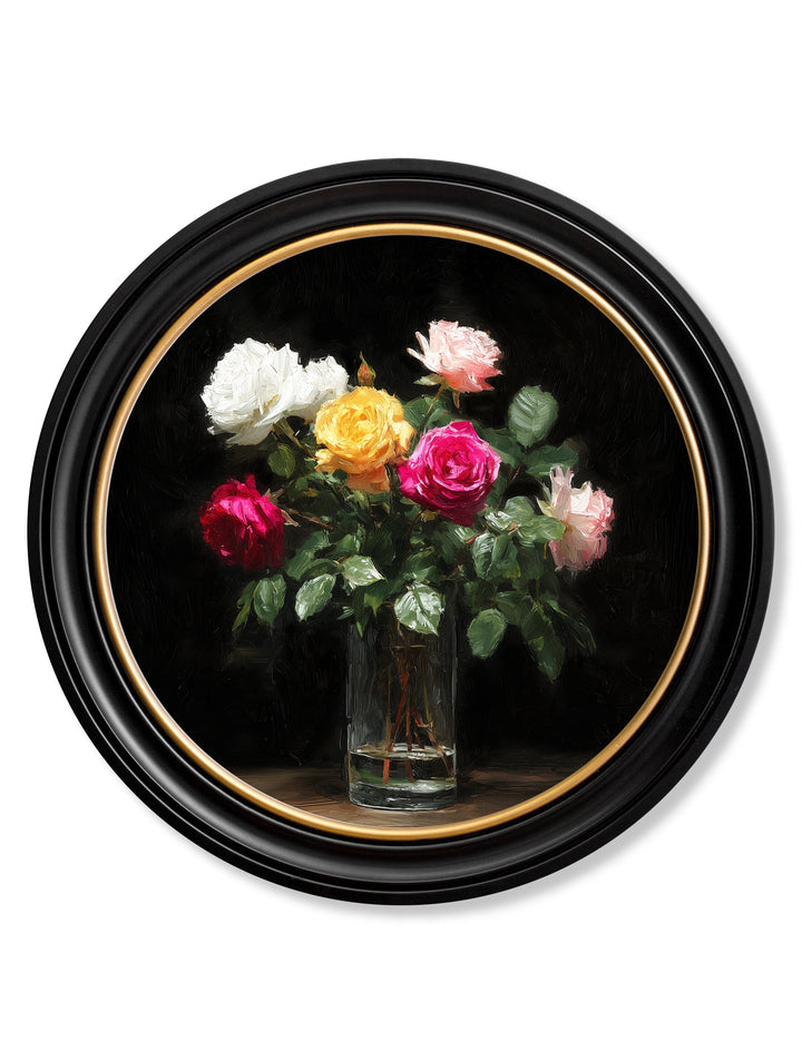 Roses After Dark - Oxford Round Frame - TheArtistsQuarter