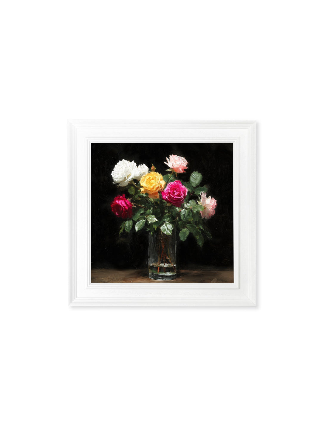 Roses After Dark - White Hurstwood Square Frame - TheArtistsQuarter