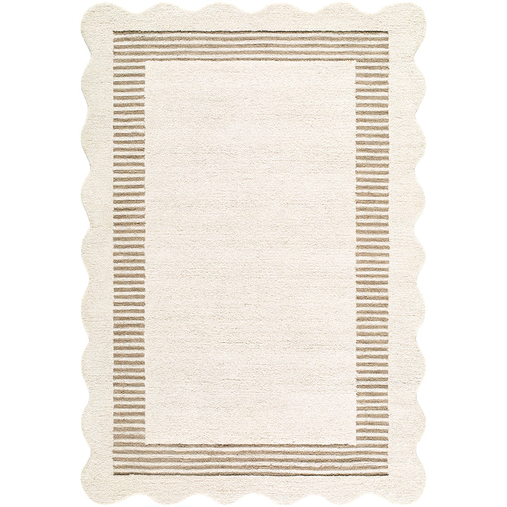 Scalloped Wool Rug Ivory - TheArtistsQuarter