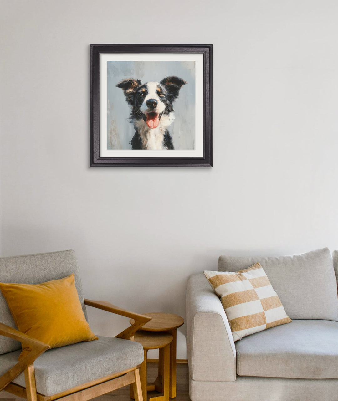 The Smiley Sheepdog - Black Hurstwood Square Frame - TheArtistsQuarter