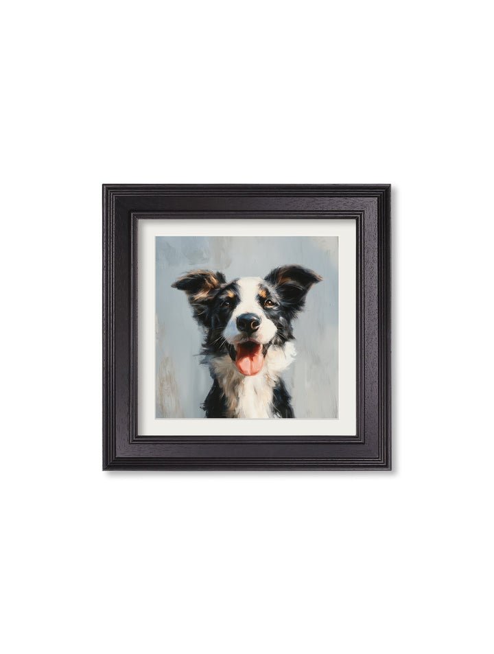 The Smiley Sheepdog - Black Hurstwood Square Frame - TheArtistsQuarter