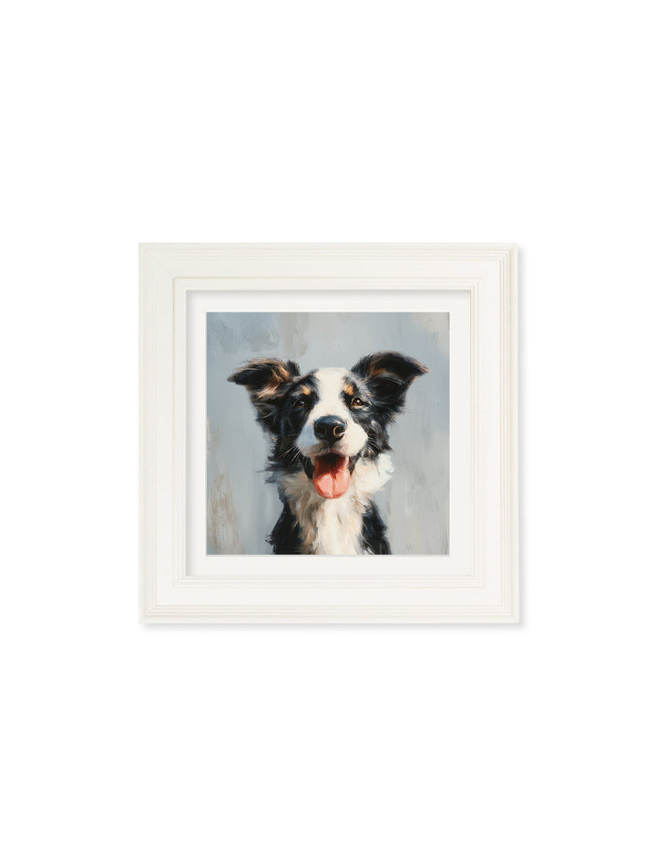 The Smiley Sheepdog - Cream Hurstwood Square Frame - TheArtistsQuarter