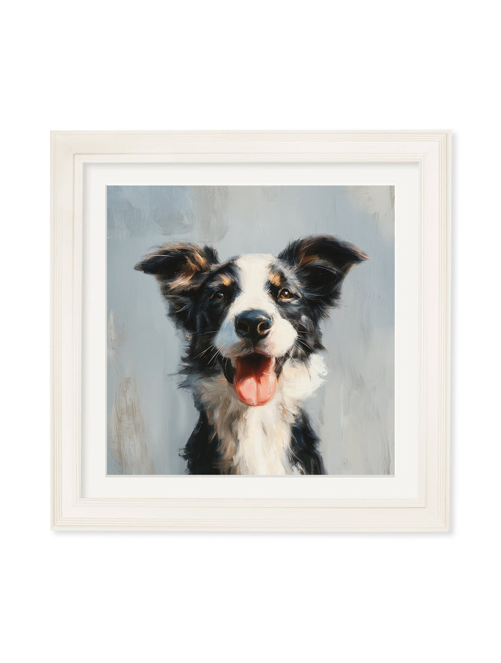 The Smiley Sheepdog - Cream Hurstwood Square Frame - TheArtistsQuarter