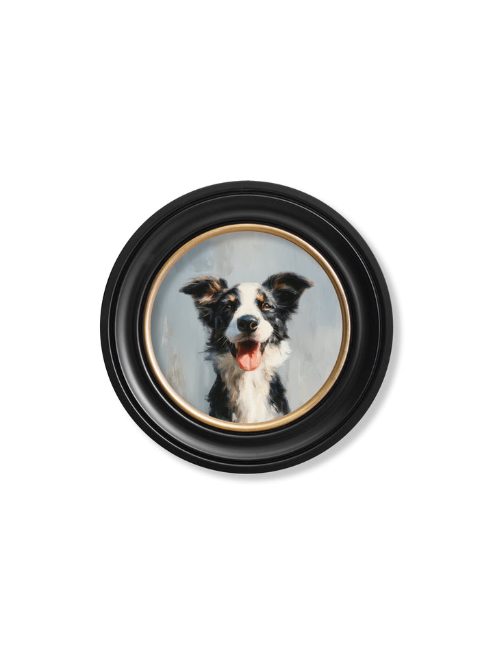 The Smiley Sheepdog - Oxford Round Frame - TheArtistsQuarter