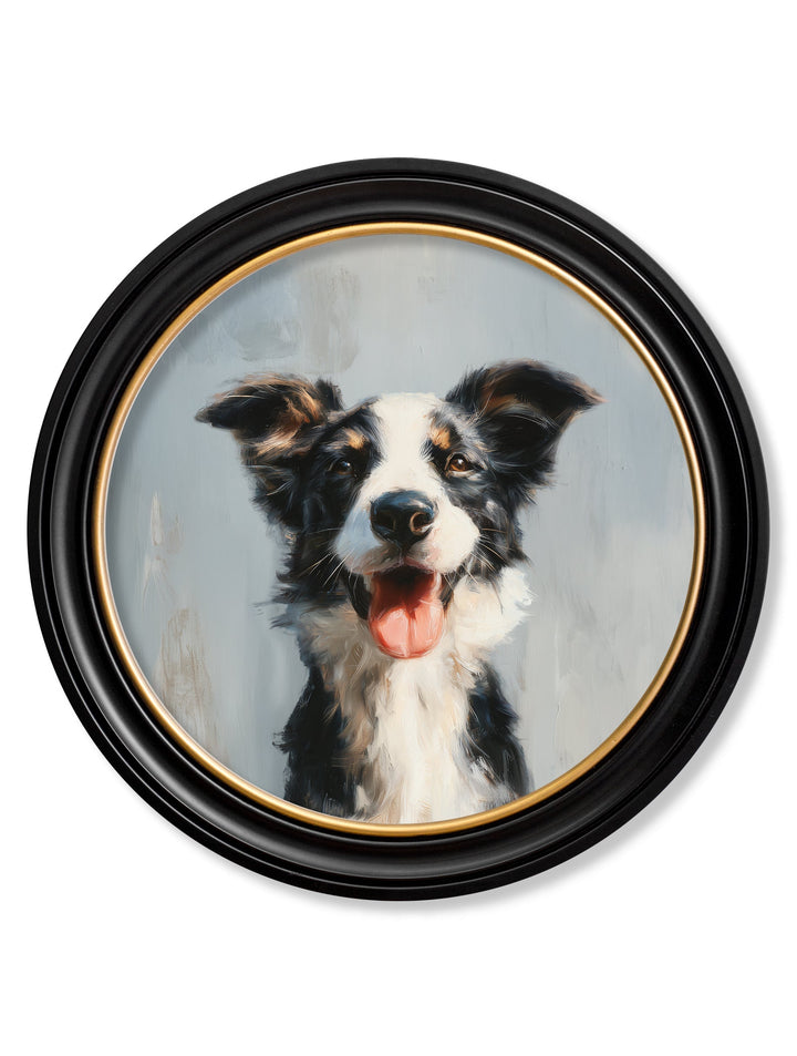 The Smiley Sheepdog - Oxford Round Frame - TheArtistsQuarter
