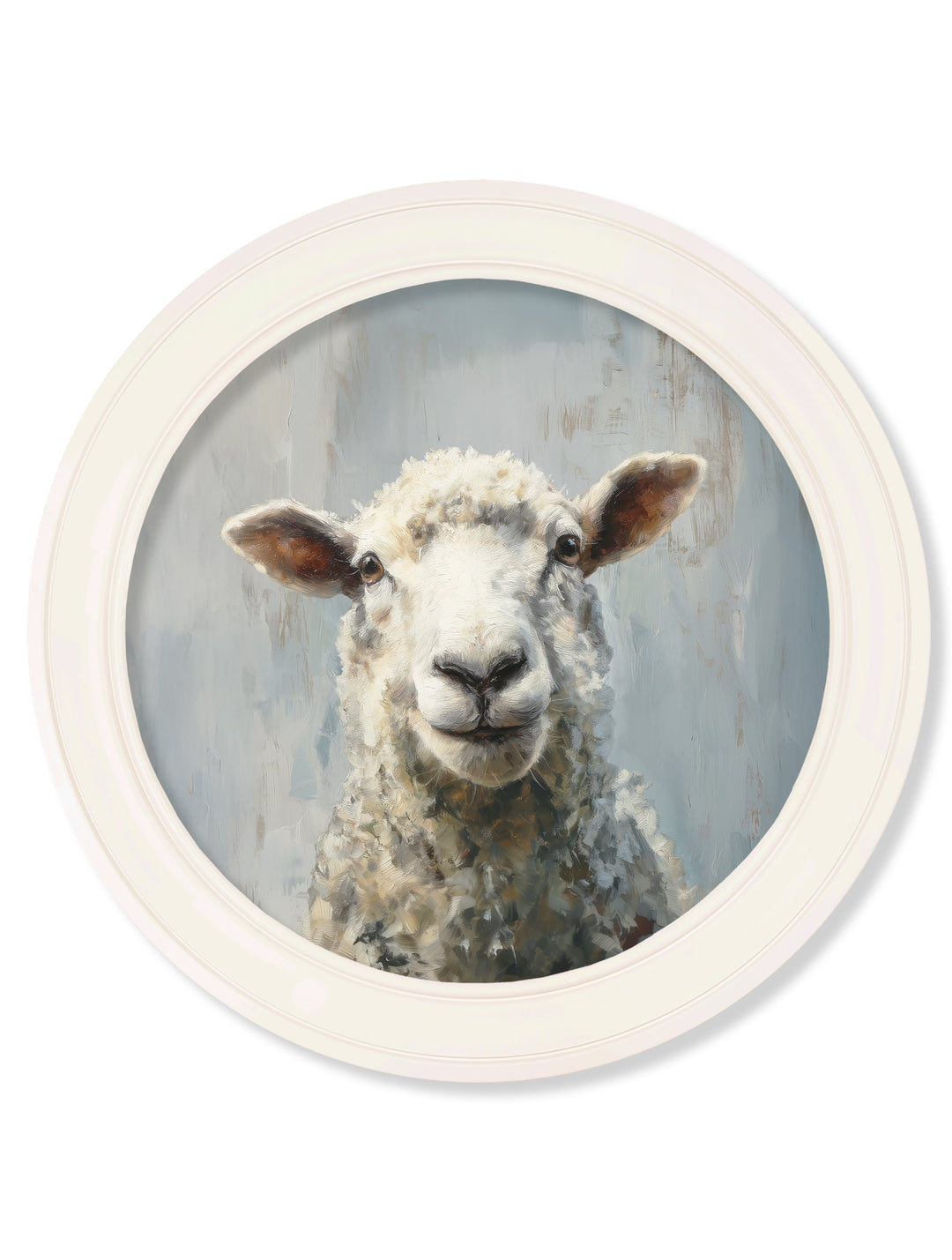 The Jolly Sheep - Oxford Strong White Round Frame - TheArtistsQuarter