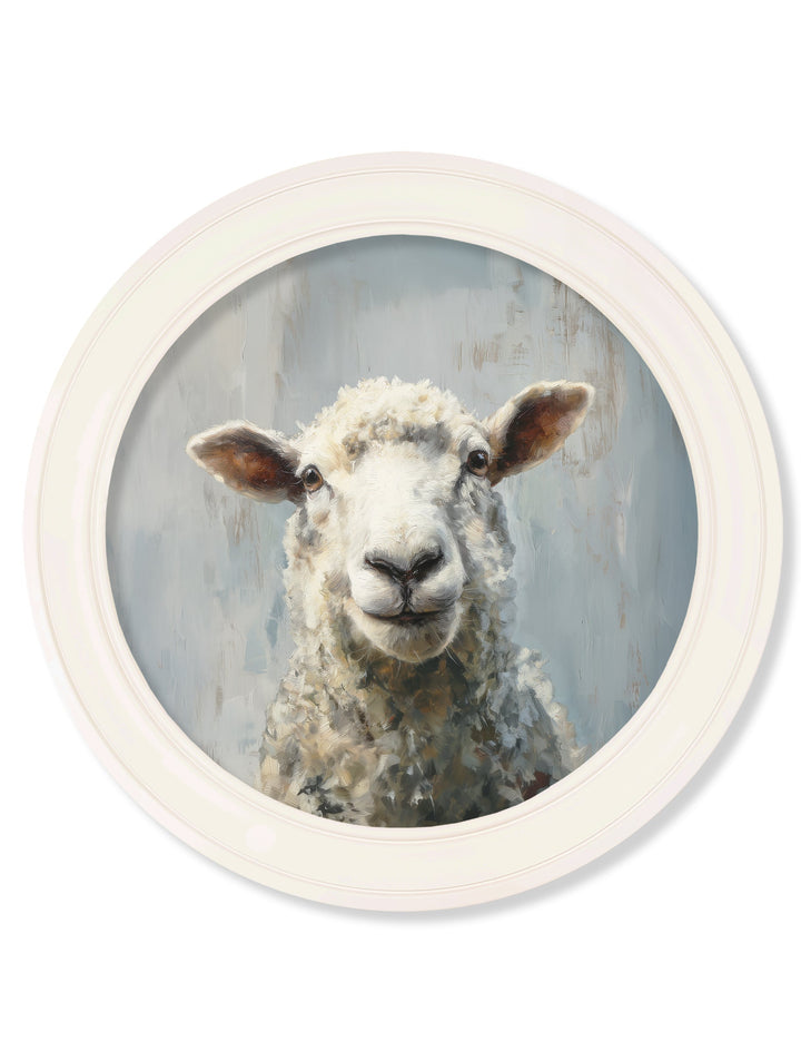 The Jolly Sheep - Oxford Strong White Round Frame - TheArtistsQuarter