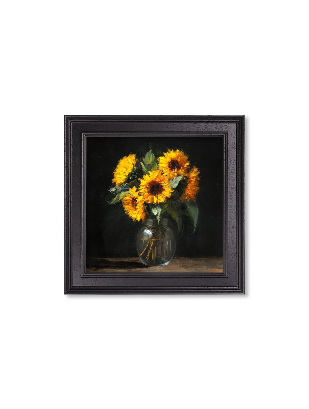 Sunflowers After Dark - Black Hurstwood Square Frame - TheArtistsQuarter