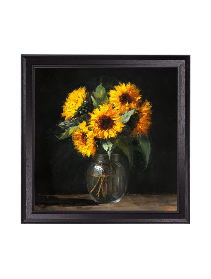 Sunflowers After Dark - Black Hurstwood Square Frame - TheArtistsQuarter