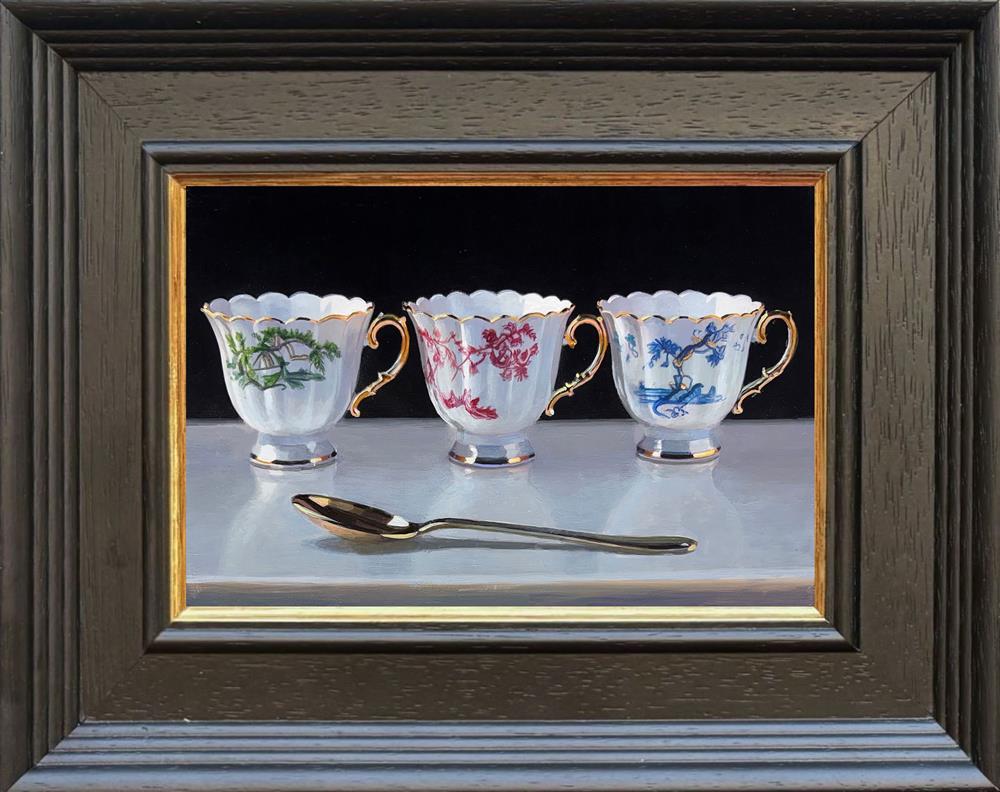 Three Guilded Cups And Spoon by Tony Owens (Original) - TheArtistsQuarter