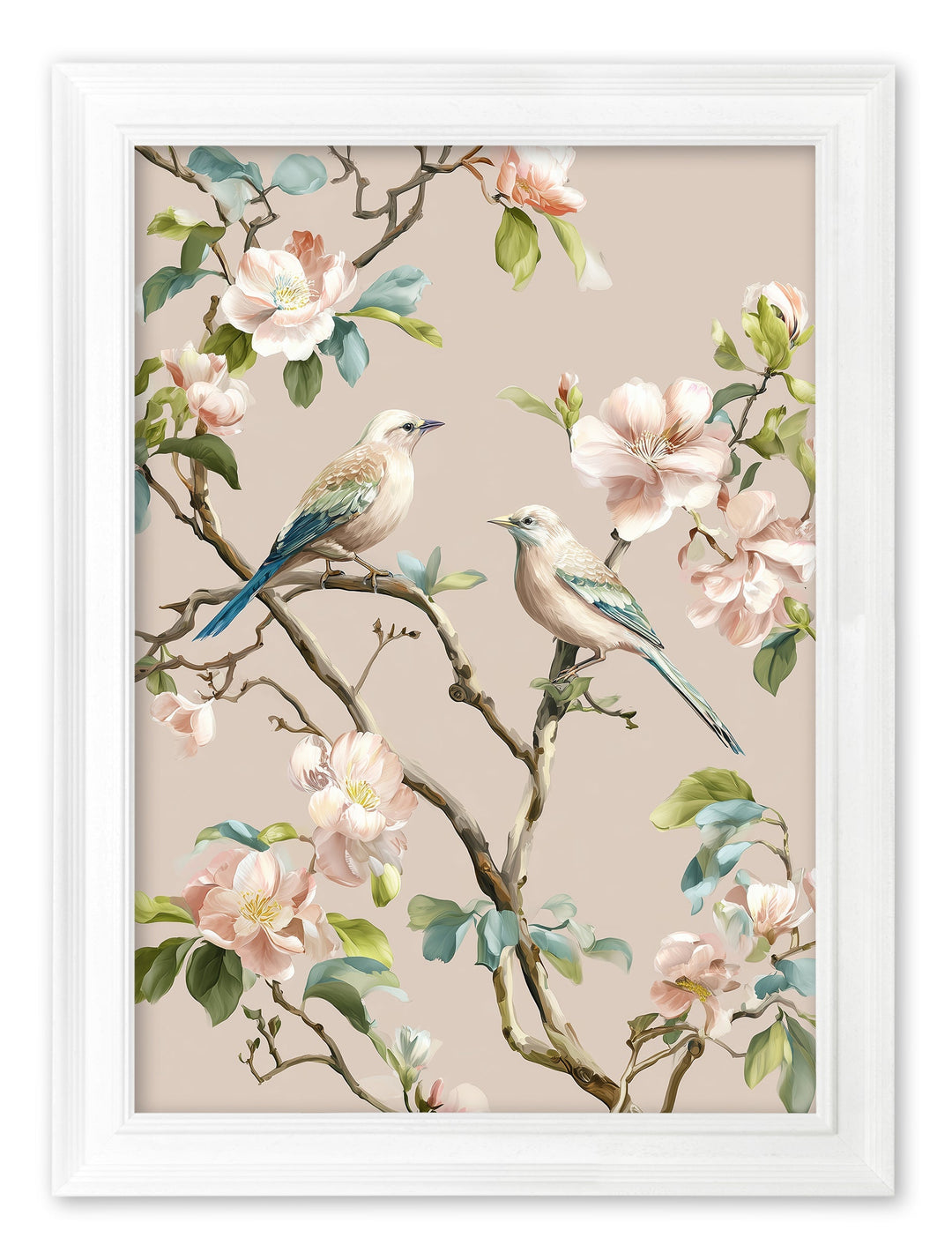 Blossom Songbirds - White Hurstwood Frame - TheArtistsQuarter