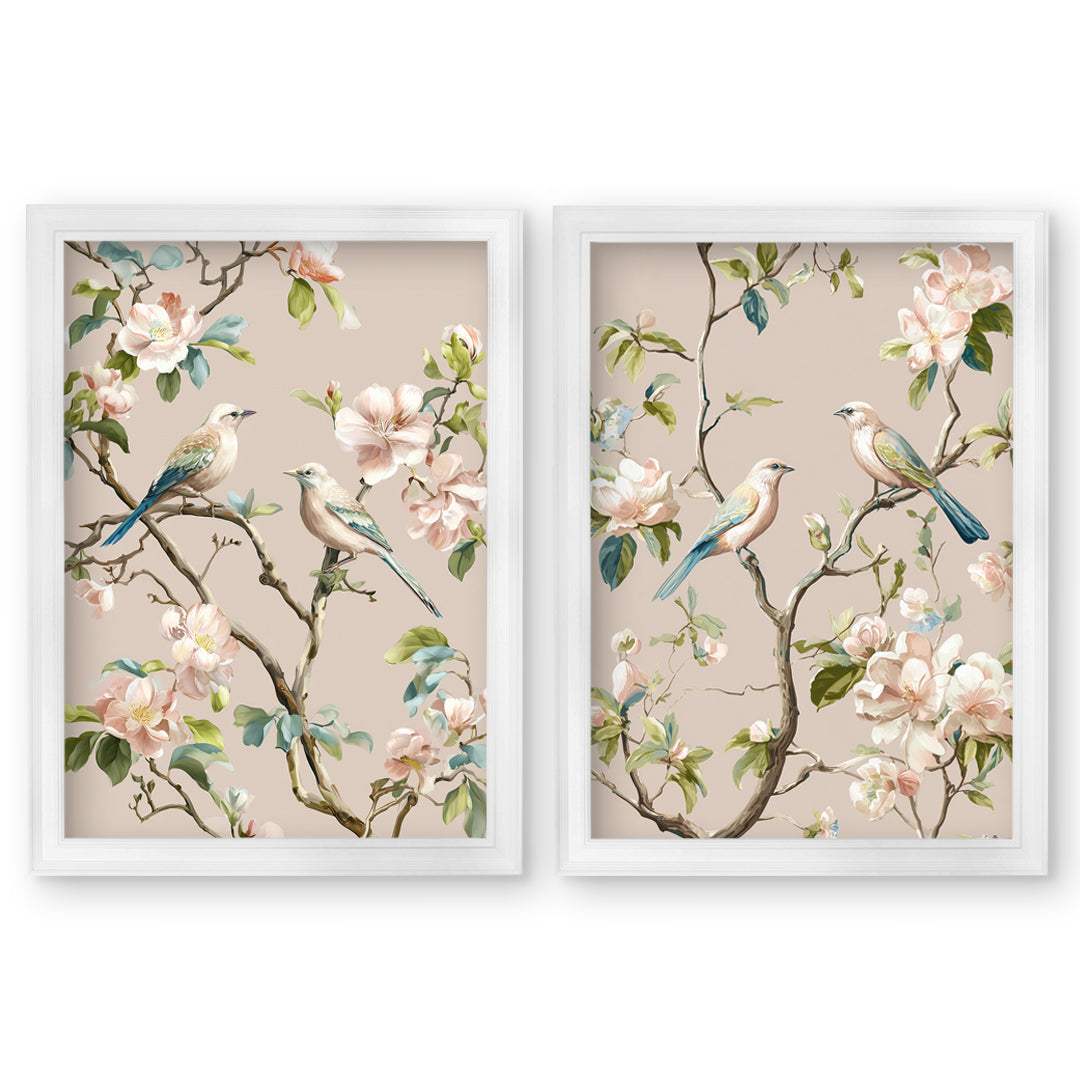 Blossom Songbirds - White Hurstwood Frame - TheArtistsQuarter