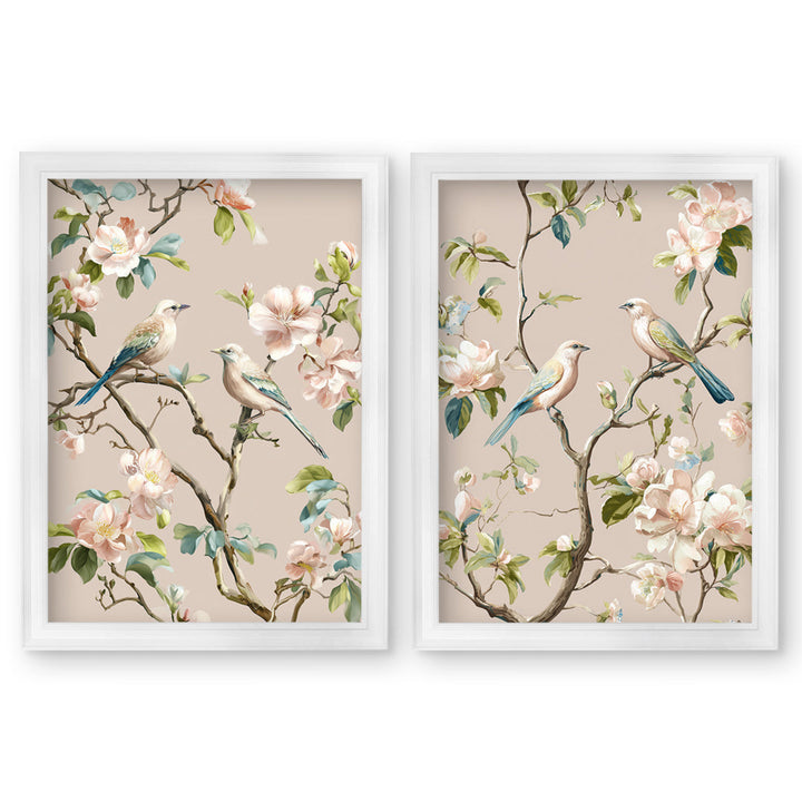 Blossom Songbirds - White Hurstwood Frame - TheArtistsQuarter