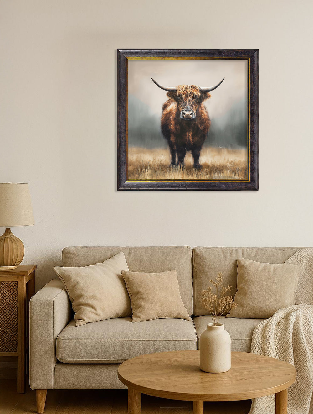 Highland Cow - Oxford Square Frame - TheArtistsQuarter